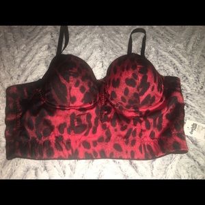 Red & Black Cheetah Print Bustier Top